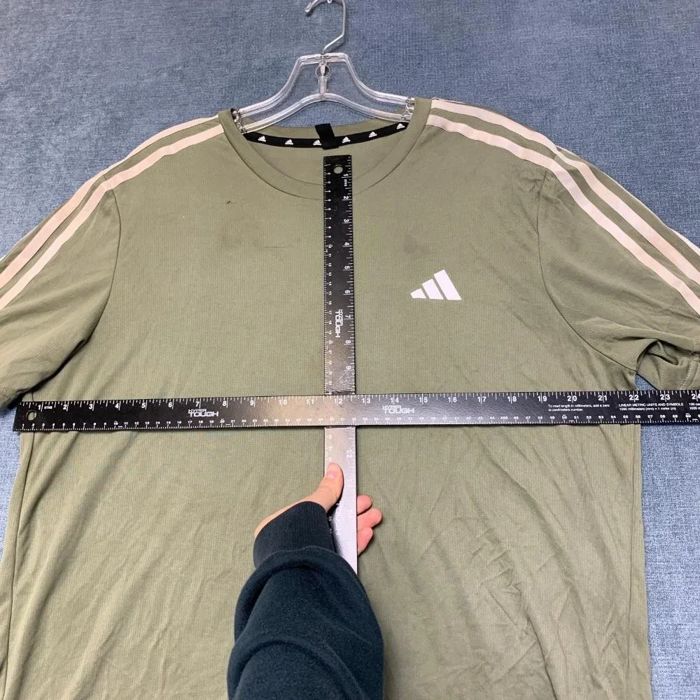 Adidas Acronym T-Shirt Mens Large Olive Green 3 Stripes Logo Casual Outdoor Tee